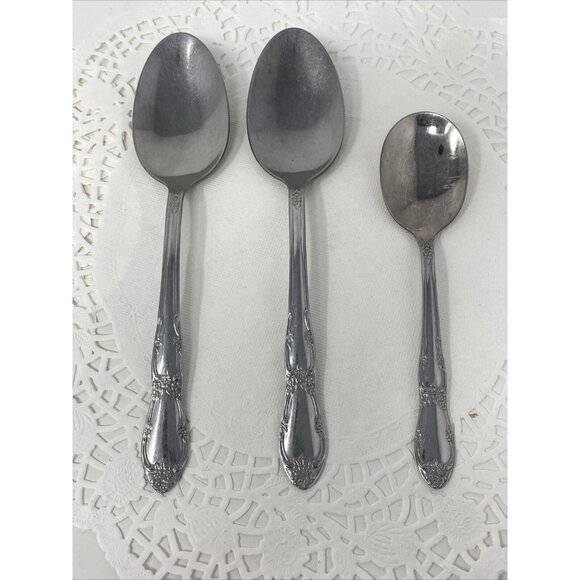 Rogers Oneida FENWAY Dream Glossy Stainless Set 2 Tablespoons & Sugar Spoon - Picture 1 of 5